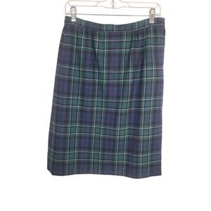VTG Pendelton Maccallum Tartan Plaid Virgin Wool Skirt Blue Clueless Y2K Sz 12P